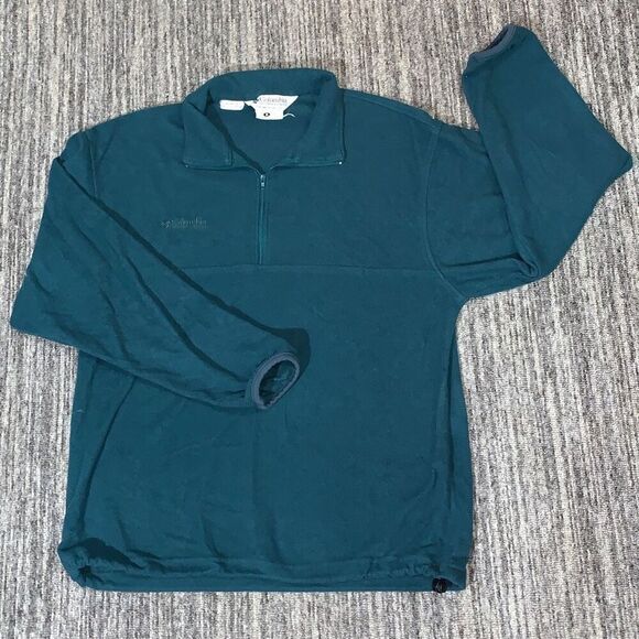 Columbia Sportswear Co Unisex Medium Pullover Quarter Zip‎ Shirt Green Fleece - Picture 1 of 7